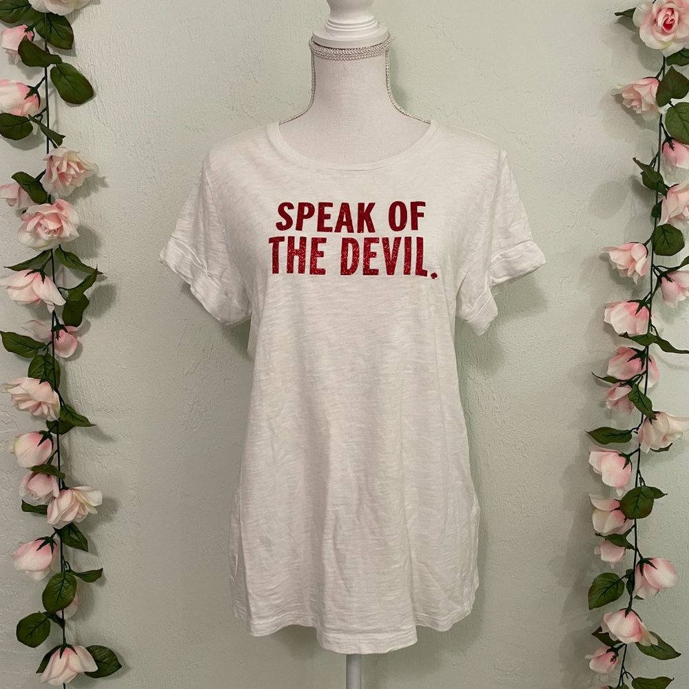 NWOT Kate Spade Speak of the Devil Top with Red Glitter and Tail